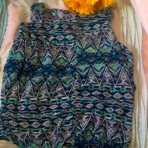 Dots Teal Green Cold Shoulder Semi Sheer Top - Picture 3 of 7